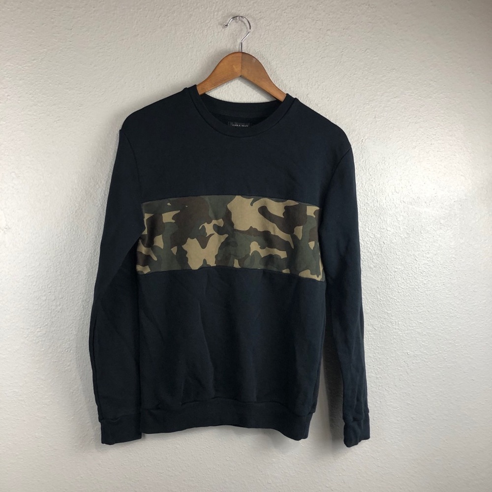 Zara Man Camo Crew Neck Sweatshirt